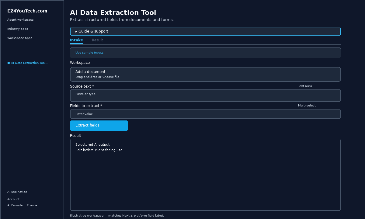 AI Data Extraction Tool structured output example